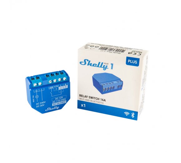 Shelly Plus 1 - Relay Switch 12V/24V-60V DC / 240VAC WiFi 16A
