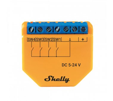 Shelly Plus i4 DC Szenenaktivierer ideal für 4-fach-Taster für bis 12 Szenen (WLAN & Bluetooth)