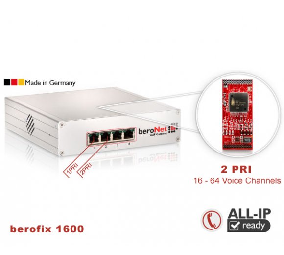 beroNet BF16002E1box 2 Port PRI Gateway, berofix 1600 Box Bundle (2 PRI with 16 - 64 Voice Channel)