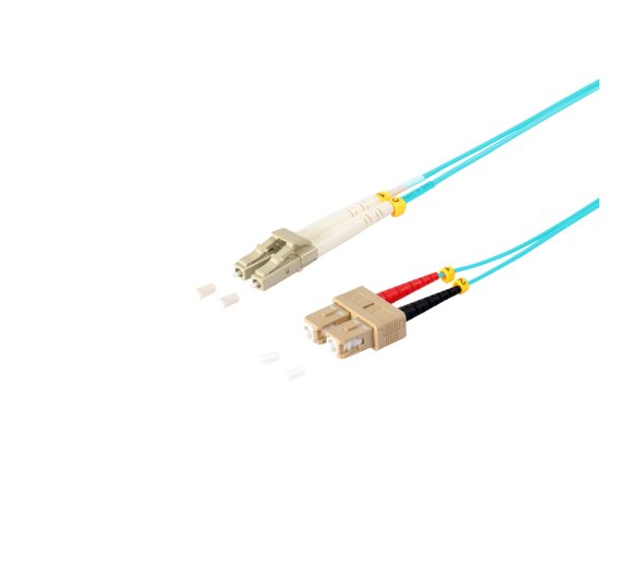 Duplex fibre Optics patch cable 1m LC-SC, 50/125um, Multimode OM3