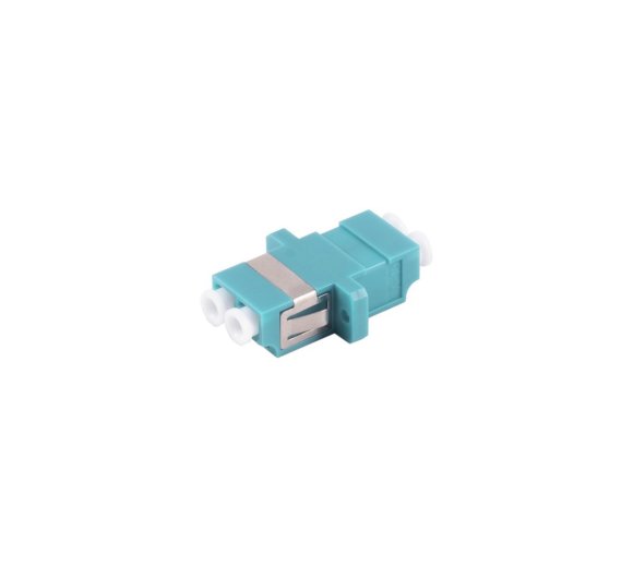 LC-LC, duplex, OM3 (aqua) Fiber optic connector