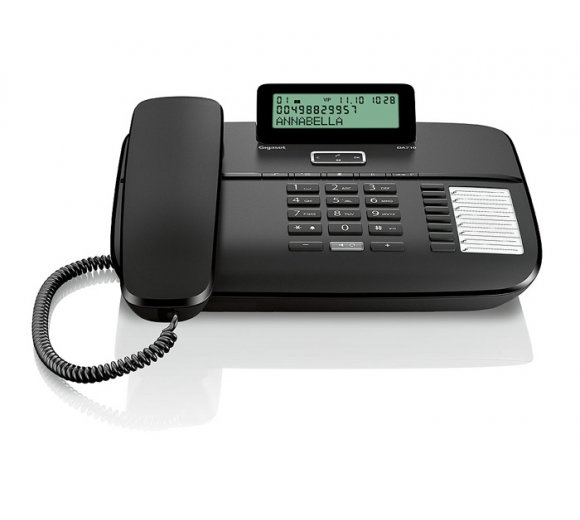 Gigaset DA710 analog Komfort-Telefon mit Freisprech-Funktion, Anrufanzeige (CLIP), Telefonbuch, Direktwahltasten, Farbe schwarz