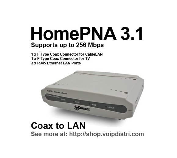 AV256 Cable LAN Home Network, HomeCNA - Coax to Ethernet Bridge, HomePNA 3.1 over Coax Cable