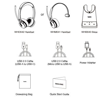 Yealink WH64 Mono MS Teams DECT Wireless Headset (WHM641 Headset + WHB640 Basis)