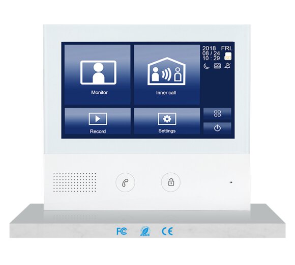 KNX Indoor Monitor (7-Zoll-Touchscreen, Monitor, Sprechen, Alarm, Tür-Offner, 2-Draht-Nichtpolarität)