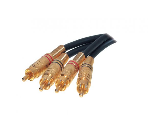 0.5 Cable with 5mm ∅ diameter, 2 gold plated metal RCA plugs - 2 gold plated metal RCA plugs