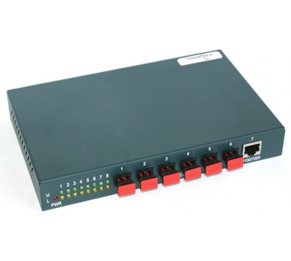 8-Port - POF Switch (6x POF Optolock, 1x Gigabit LAN Port, 1x  SFP Port)