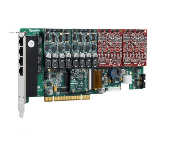 OpenVox AE1610P22, 16 Port Analog PCI Card + 2 FXS400 + 2 FXO400 modules with EC Module