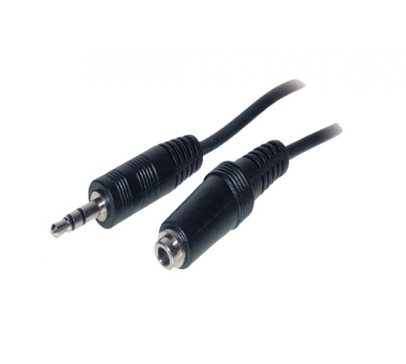 2,0m - 3-polig 3,5mm Klinkenstecker auf 3-polig 3,5mm Klinkenkupplung, Stereo Audiokabel