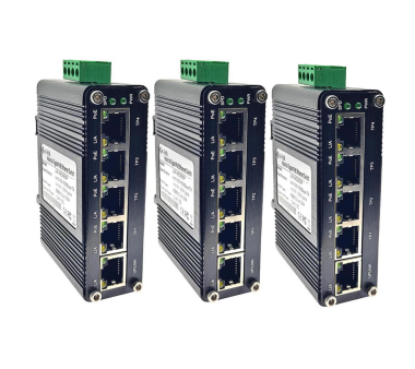 Bundle (3 pcs.): 4 port Gigabit PoE Industrial Ethernet Switch (IEEE 802.3af/at) on DIN rail, Max 120 Watt (48VDC)