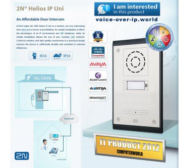 2N Helios IP Uni Doorphone incl. Flush Mount with 1 call button, SIP, PoE, 1 relay switching output