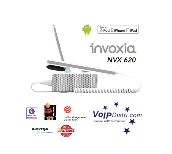 invoxia NVX 610 VoIP phone for iPod, iPhone or iPad and Android smartphones, Gigabit Ethernet, PoE, Bluetooth