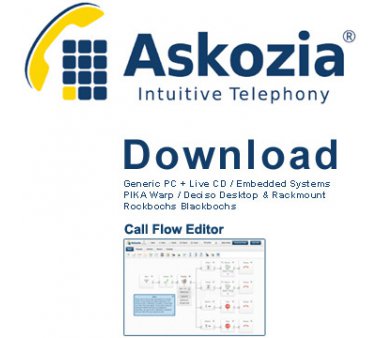 AskoziaPBX 5.0 Platform Download License (PC or Server / Embedded system) with Call Flow Editor Provides ACD call queues, IVR voice menus etc.