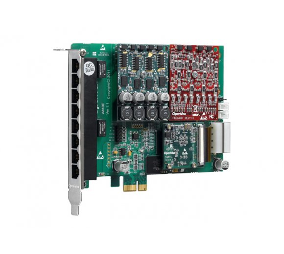 OpenVox A810E02 8 Port Analog PCI-E card + 2 FXO400 modules