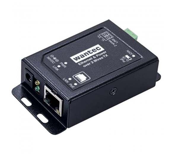 Wantec 2wIP TX adapter (receiver) TCP/IP network over 2-wire, 1-Port, screw terminals, Ethernet/PoE output (4722)