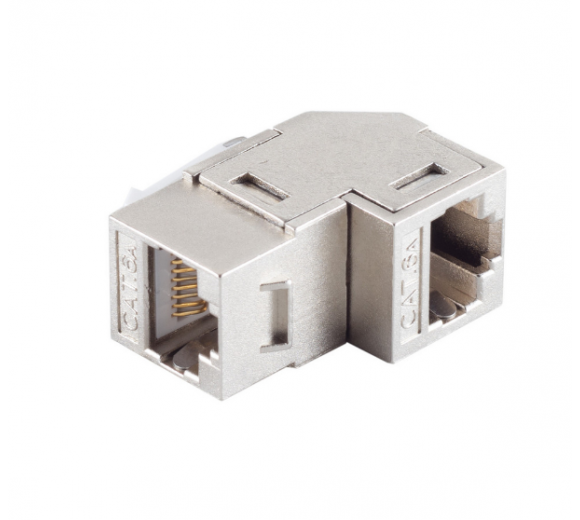 Keystone RJ45 connector, CAT 6A, angled, STP