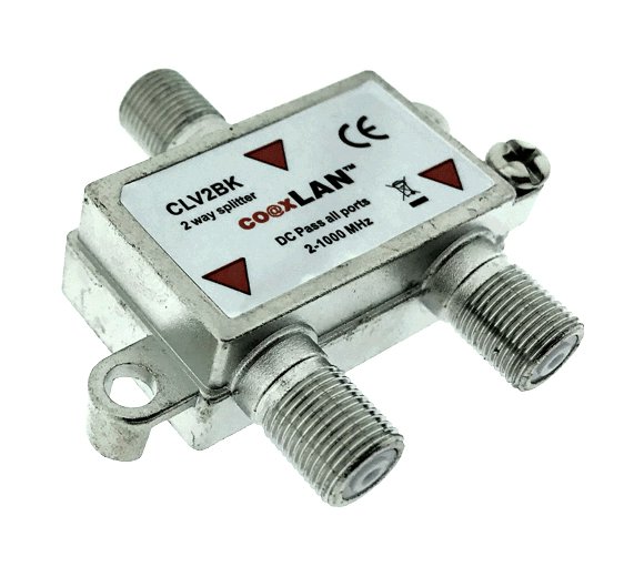 coaxLAN CLV2BKS 2-fach Verteiler 4dB 2-1000MHz DC in beide Richtungen für Fernspeisung