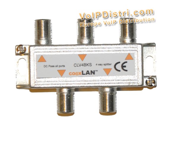 coaxLAN CLV4BKS 4-fold Switch 8dB 2-1000MHz DC in both line for external Power