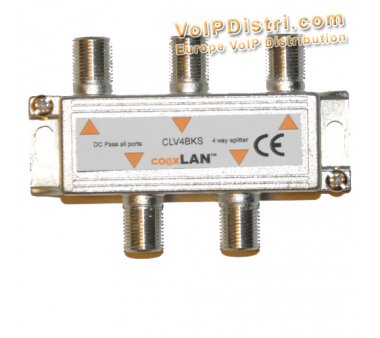 coaxLAN CLV4BKS 4-fold Switch 8dB 2-1000MHz DC in both...