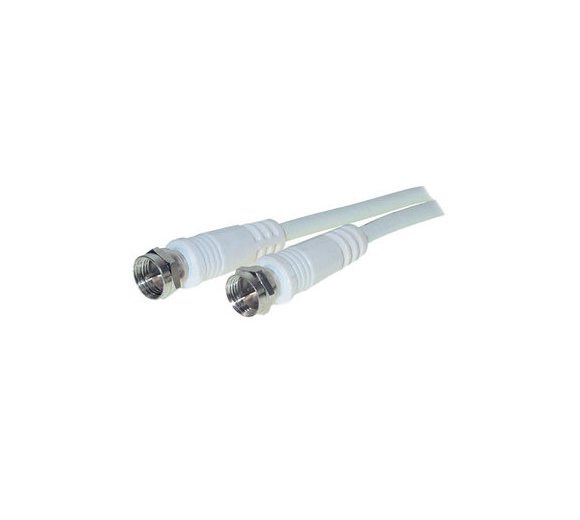 1.5m F plug (central PIN) - F plug (central PIN) 100% shielded - BZT / CE - white color