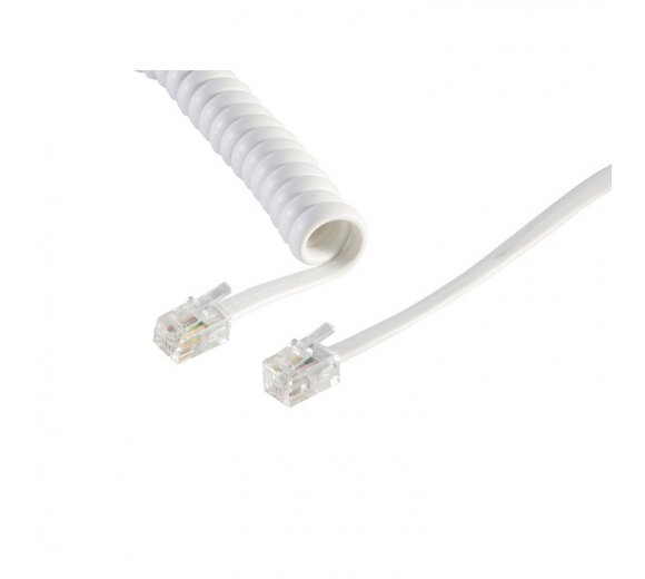 4m Handset coil cord flat end for desktop phones in color white (high quality)
