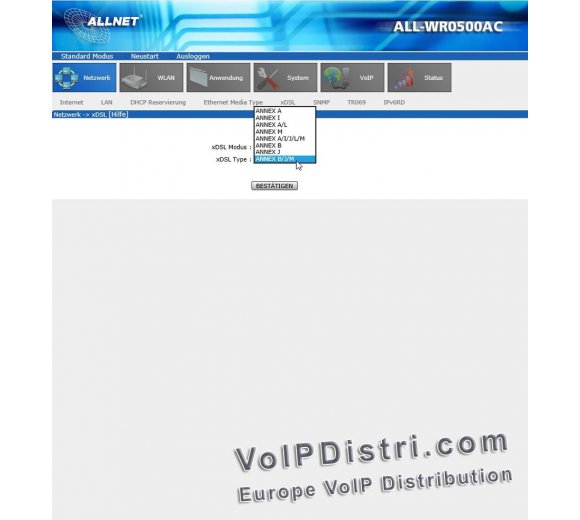 Allnet ALL-WR0500AC VDSL2 ADSL2+ WLAN VoIP Router Annex B/J, VLAN (preview model of ALL-WR0500VDSL and ALL500VDSL2)