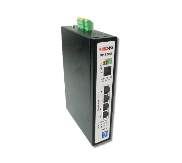 Netsys NV-520G Industrial 4 Giga LAN Over VDSL2 Extender with DIP Switch