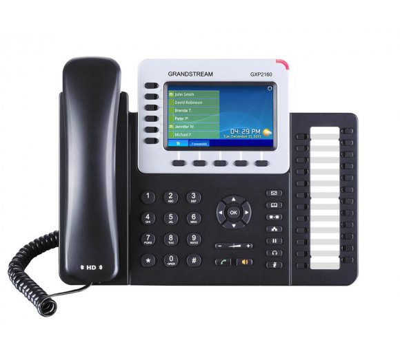 Grandstream GXP2160 Enterprise IP Telephone, HD audio voice, PoE, Dual Gigabit Ports, Color LCD Display, USB und Bluetooth V2.1 sowie Gesprächannahme am Headset (EHS) für Plantronics Headset