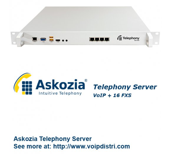 Askozia Telephony Server - 19 Rackmount (VoIP + 16x analog FXS incl. break out), up to 100 users