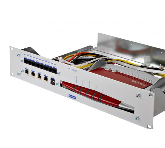 Wantec 2090 19" upgrade kit for AVM FritzBox allows structured cabling (Fits the Fritz!Boxes 73 ** and 74 ** Series)