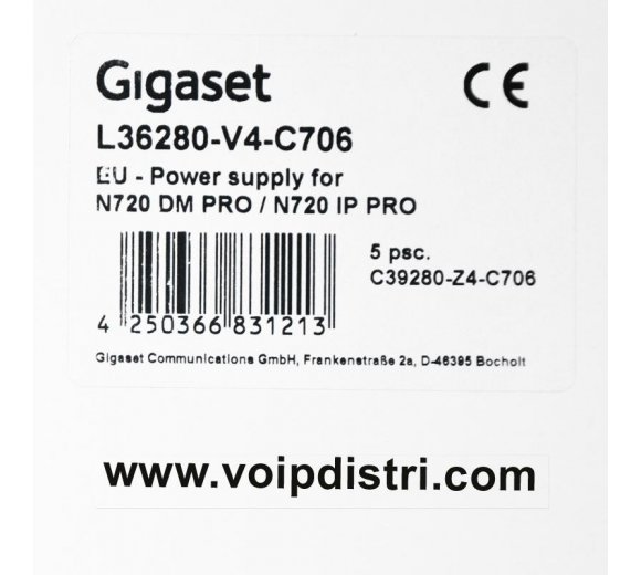 Gigaset EU Power supply (5 psc.) for N720 DECT Manager PRO or N720 IP PRO IP DECT Multi-Cell base station (Part-No.: L36280-V4-C706)