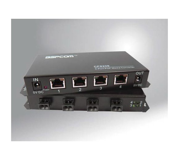 BSPCOM CP8208 4-Port POF 100Base-FX and 4 RJ-45 10/100Mbit Media Converter