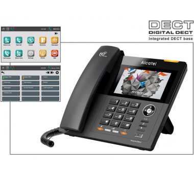ALCATEL Temporis IP901G Gigabit IP Telefon mit hochauflösendem Touch Farbdisplay, integrierte DECT-Basis, Anrufaufnahme-Funktion
