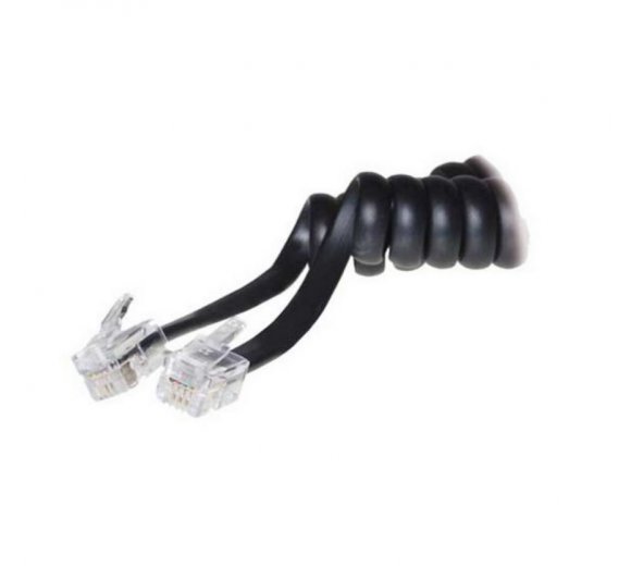 4m Handset coil cord for desktop phones in black for Cisco, Gigaset, Grandstream, Snom, Yealink (high quality, short end)
