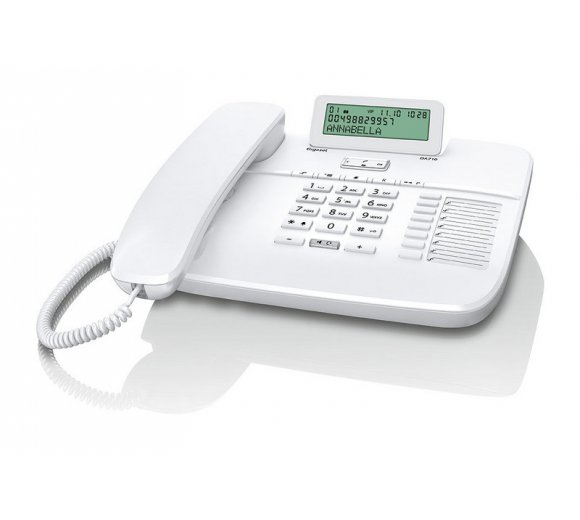 Gigaset DA710 analog Komfort-Telefon mit Freisprech-Funktion, Anrufanzeige (CLIP), Telefonbuch, Direktwahltasten, Farbe weiss