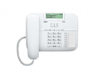 Gigaset DA710 analog Komfort-Telefon mit Freisprech-Funktion, Anrufanzeige (CLIP), Telefonbuch, Direktwahltasten, Farbe weiss