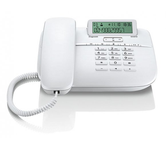 Gigaset DA610 Komfort analog Festnetztelefon mit Freisprechen, Anrufanzeige und Telefonbuch (weiß)