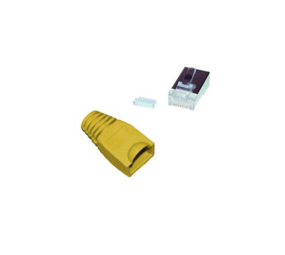 Network connector in color yellow (CAT.6 / CAT.5 / ISDN)