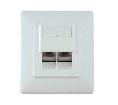 Network socket, flush-mounted CAT.5e 2x RJ45