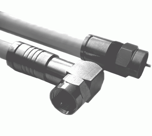 coaxLAN CLAK100FFW Anschlusskabel in Kompressionstechnik mit F-Stecker/F-Winkelstecker, Schirmungsmaß: 120dB / Klasse A - Länge 1,0m