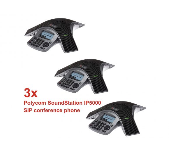 3x Polycom SoundStation IP 5000 HD Voice SIP Konferenztelefon (Bundle)