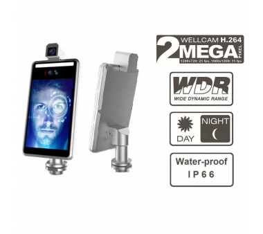 Beward 8 inch Standalone Real Time Liveness Detection WDR Face and Mask Recognition Terminal (Hisilicon 3516DV300) Tempearture Measurement, B2002FR-8I-CM-TM-L06 Column bracket, IP66 waterproof and dustproof / Temperature resistant from -35° to 60° C