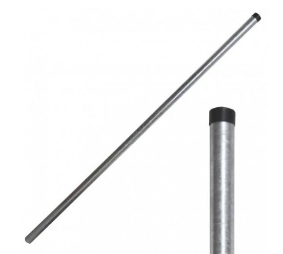 Stahl-Mast 2,0m mit Kappe, Rohr 48x2mm (Mastversand nur and B2B Adresse)