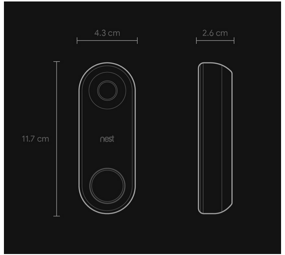 nest hello video doorbell dimensions