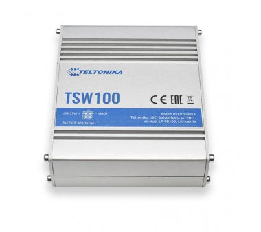 Teltonika TSW100 unmanaged Industrie Gigabit PoE Switch (-40 °C bis +75 °C), Standard PoE 802.3af/at