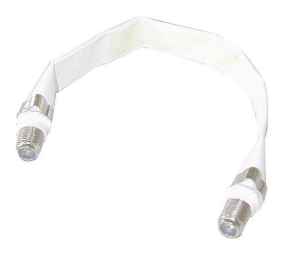 SAT Flat cable as window feed-through, F-socket to F-socket, color: white, 1 mm flat feed-through cable