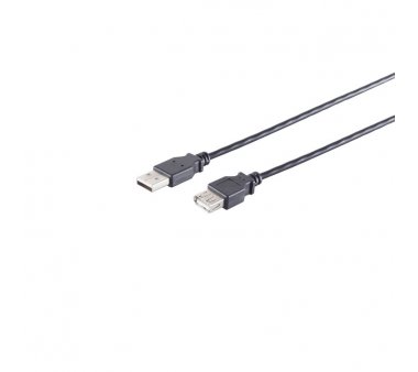 30cm USB 2.0 Verlängerung A/A Buchse, schwarz