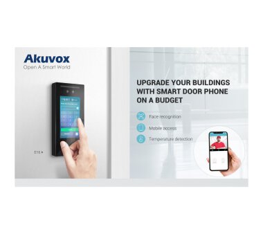 Akuvox E16 Zutrittskontrolle mit Gesichtserkennung (Wiegand, RS484, Bluetooth, NFC, RFID Card, PIN, QR code)