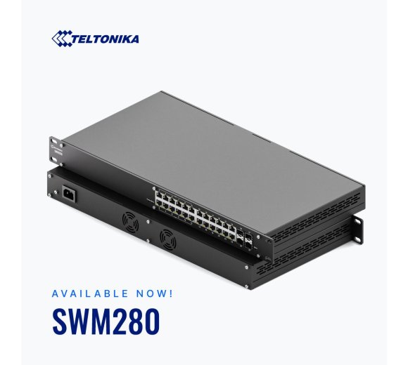 Teltonika SWM280 managed 24x Gigabit ETH + 4x SFP, half PoE L2+ managed Switch