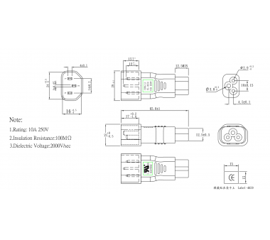 Stromadapter Netzadapter C14 Kaltgerätebuchse auf C5 Kleeblattstecker